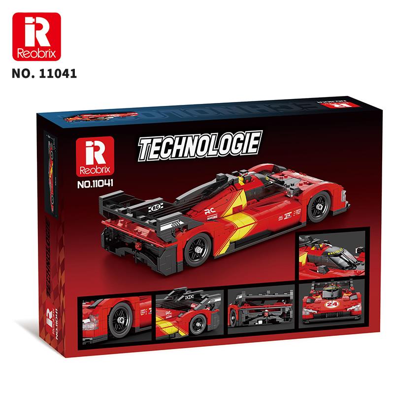 Reobrix Technic 11041 1/12 Ferrari 499P Araba Yaratıcı Yapı Blok Seti Building Blocks - 1370 Parça