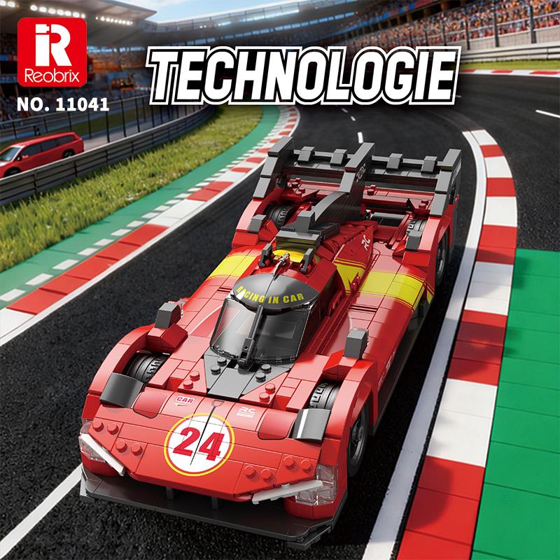 Reobrix Technic 11041 1/12 Ferrari 499P Araba Yaratıcı Yapı Blok Seti Building Blocks - 1370 Parça