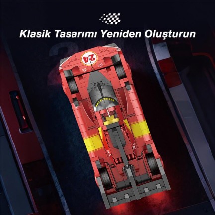 Reobrix Technic 11041 1/12 Ferrari 499P Araba Yaratıcı Yapı Blok Seti Building Blocks - 1370 Parça - Thumbnail