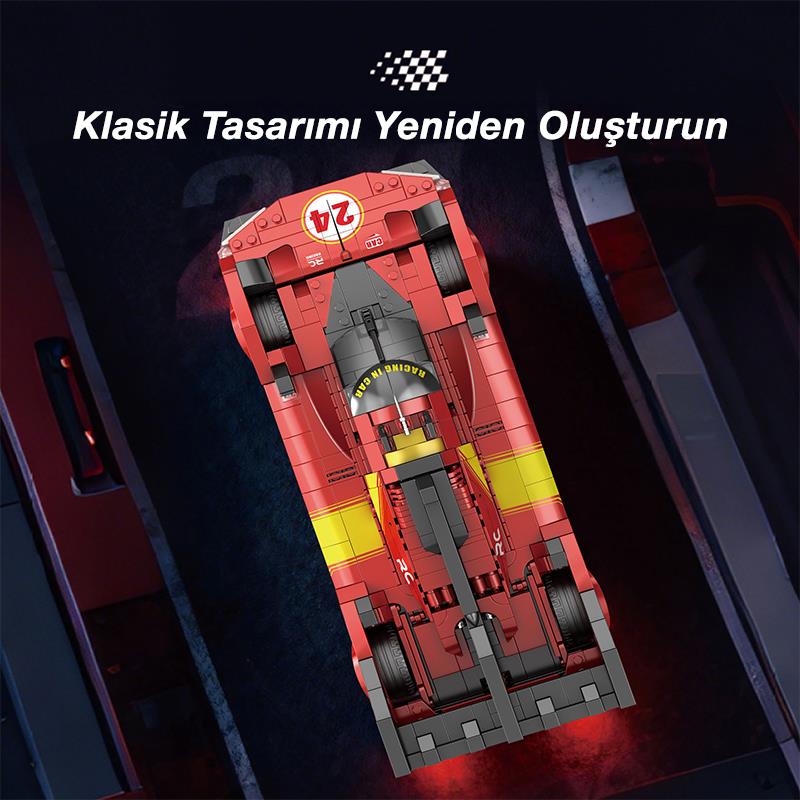 Reobrix Technic 11041 1/12 Ferrari 499P Araba Yaratıcı Yapı Blok Seti Building Blocks - 1370 Parça