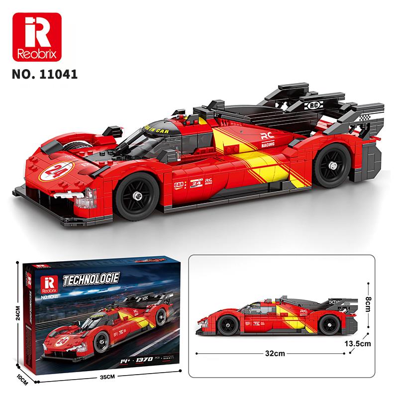 Reobrix Technic 11041 1/12 Ferrari 499P Araba Yaratıcı Yapı Blok Seti Building Blocks - 1370 Parça
