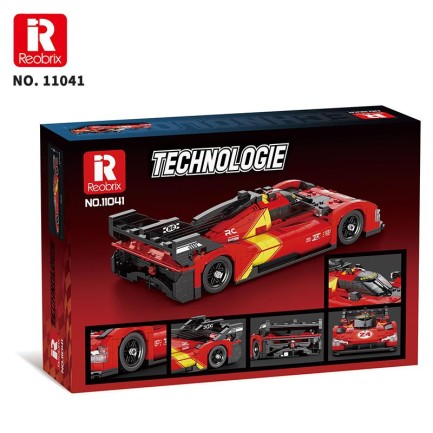 Reobrix Technic 11041 1/12 Ferrari 499P Araba Yaratıcı Yapı Blok Seti Building Blocks - 1370 Parça - Thumbnail