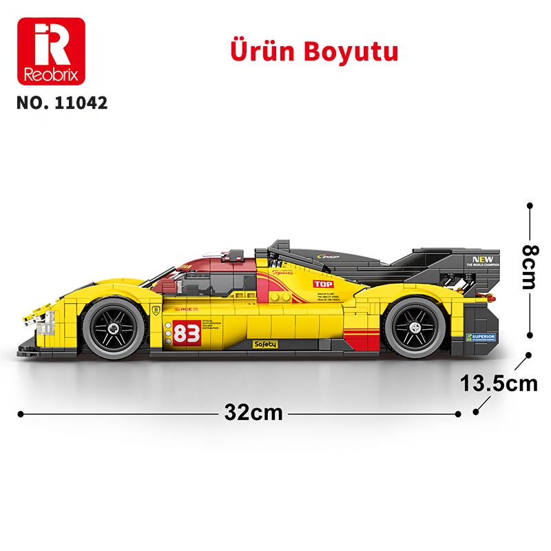Reobrix Technic 11042 Ferrari 499P Araba Yaratıcı Yapı Blok Seti Building Blocks - 1370 Parça