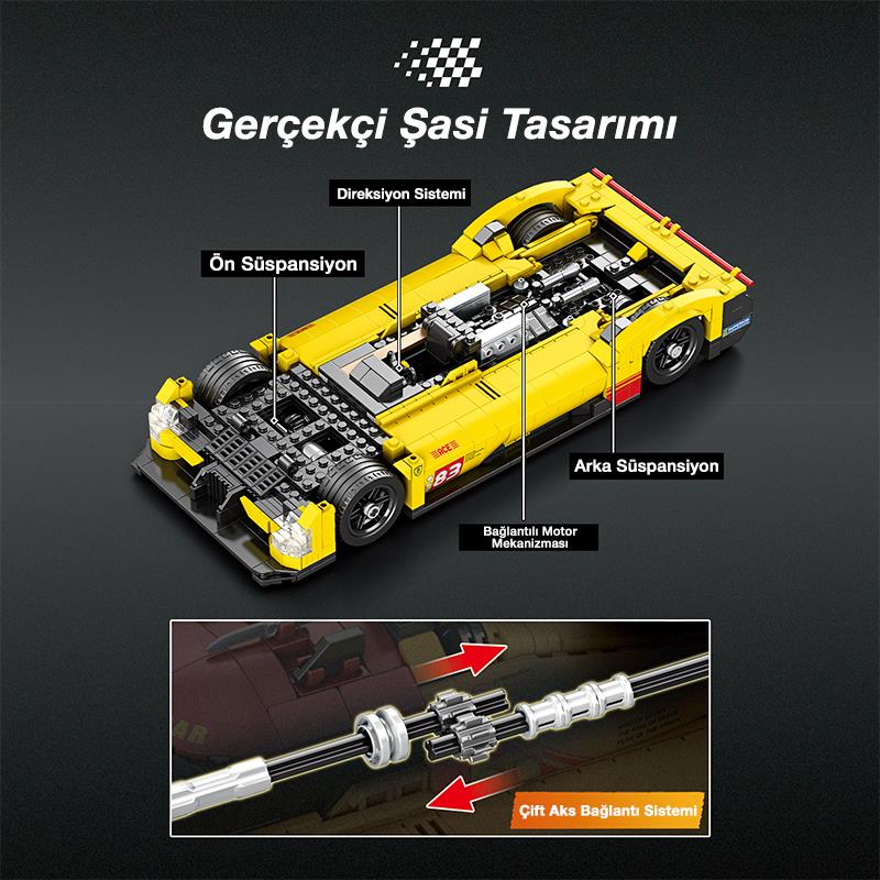 Reobrix Technic 11042 Ferrari 499P Araba Yaratıcı Yapı Blok Seti Building Blocks - 1370 Parça