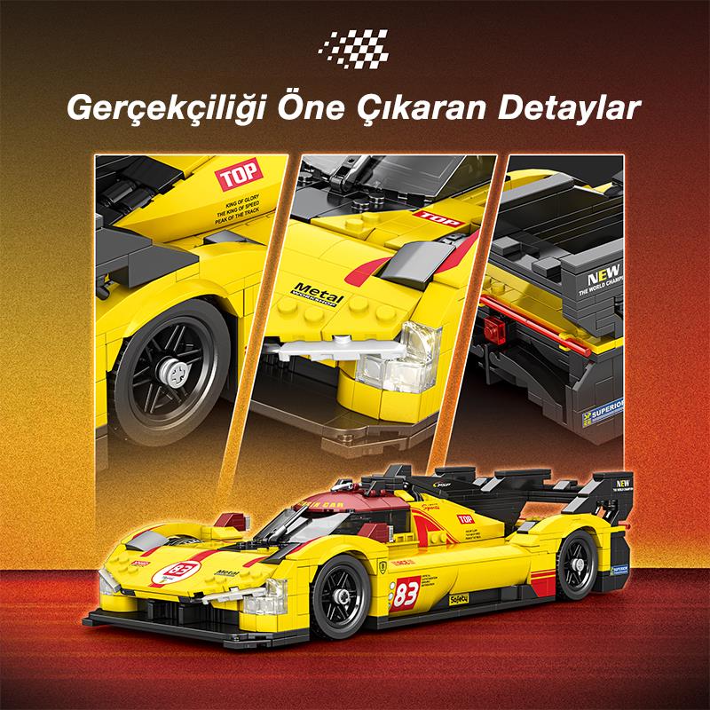 Reobrix Technic 11042 Ferrari 499P Araba Yaratıcı Yapı Blok Seti Building Blocks - 1370 Parça