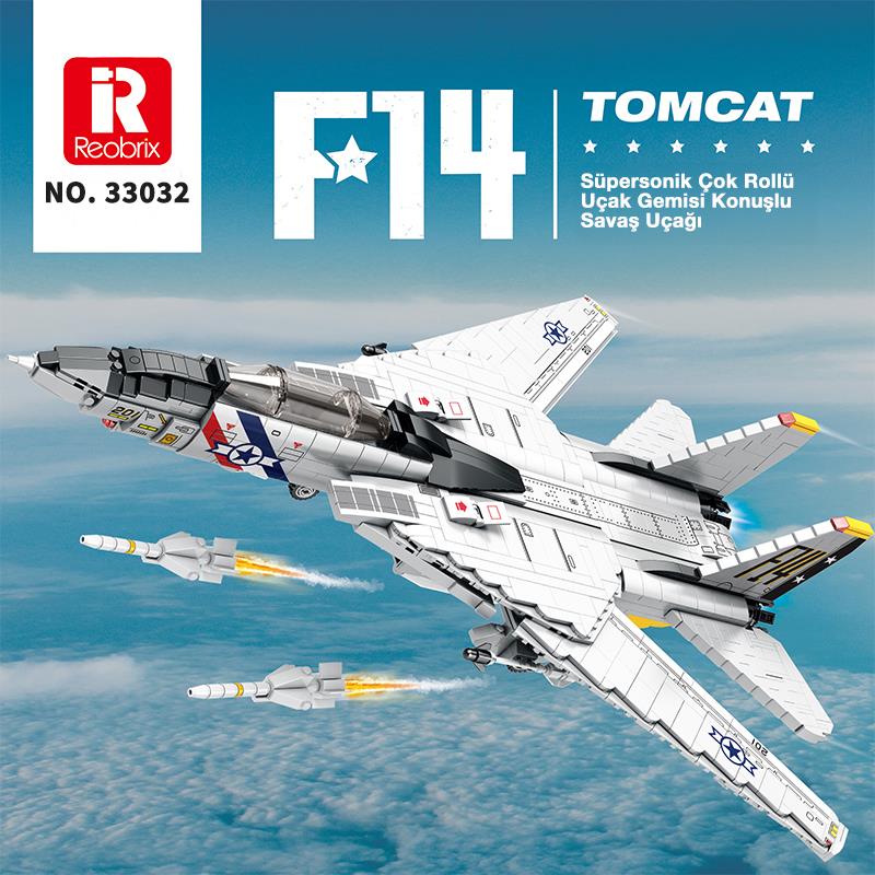 Reobrix 33032 F-14 Tomcat Jet Uçak Yaratıcı Yapı Blok Seti Building Blocks - 1600 Parça