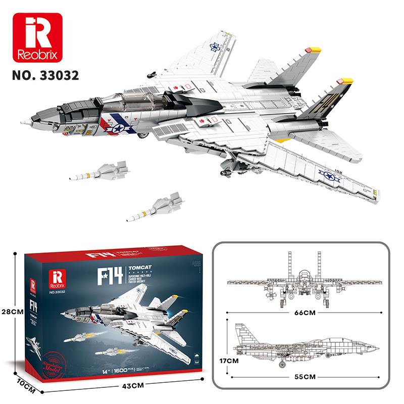Reobrix 33032 F-14 Tomcat Jet Uçak Yaratıcı Yapı Blok Seti Building Blocks - 1600 Parça