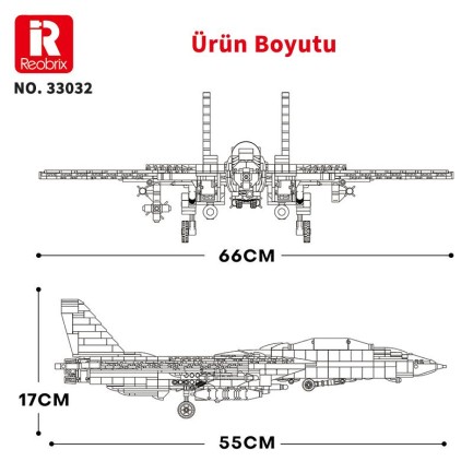 Reobrix 33032 F-14 Tomcat Jet Uçak Yaratıcı Yapı Blok Seti Building Blocks - 1600 Parça - Thumbnail