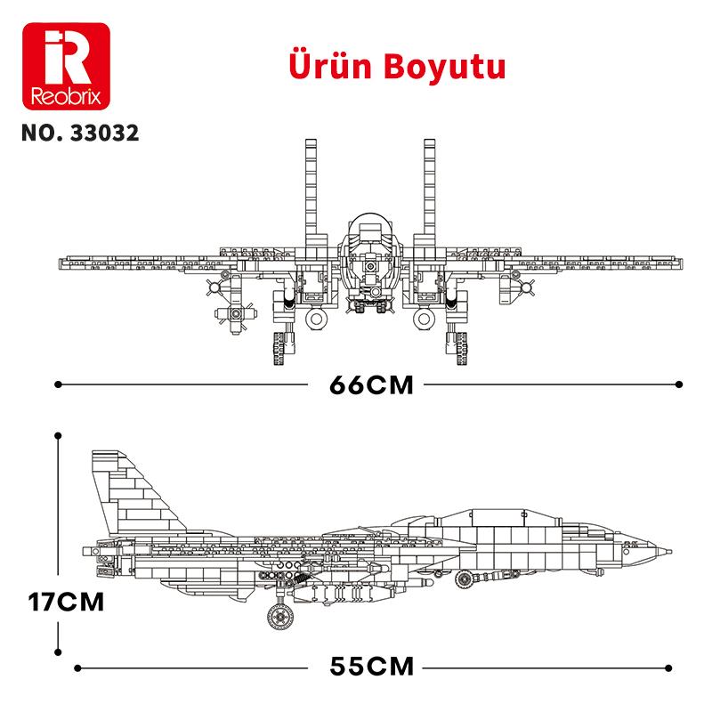 Reobrix 33032 F-14 Tomcat Jet Uçak Yaratıcı Yapı Blok Seti Building Blocks - 1600 Parça