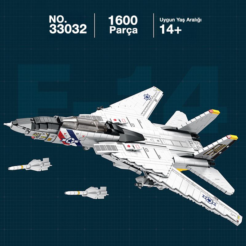 Reobrix 33032 F-14 Tomcat Jet Uçak Yaratıcı Yapı Blok Seti Building Blocks - 1600 Parça