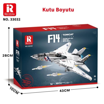 Reobrix 33032 F-14 Tomcat Jet Uçak Yaratıcı Yapı Blok Seti Building Blocks - 1600 Parça - Thumbnail