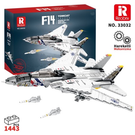 Reobrix - Reobrix 33032 F-14 Tomcat Jet Uçak Yaratıcı Yapı Blok Seti Building Blocks - 1600 Parça