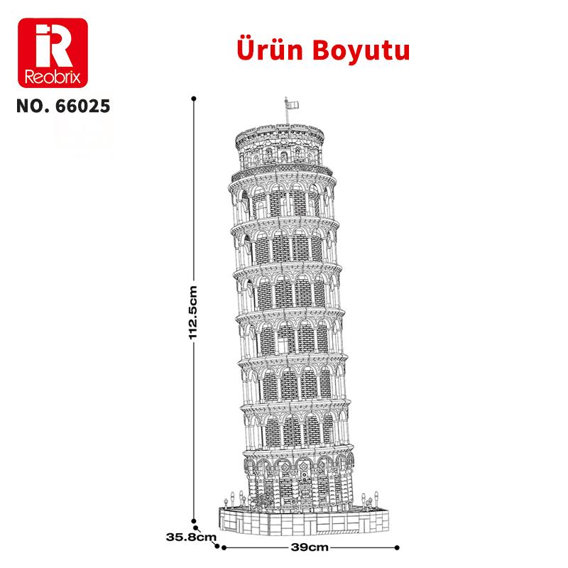 Reobrix 66025 Pisa Kulesi Yaratıcı Yapı Blok Seti Building Blocks (Leaning Tower of Pisa)-7652 Parça