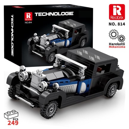 Reobrix - Reobrix Creator 814 Bugatti Type 41 Royale Klasik Araba Yaratıcı Yapı Blok Seti Building Blocks - 249 Parça
