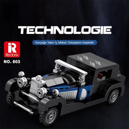 Reobrix Creator 814 Bugatti Type 41 Royale Klasik Araba Yaratıcı Yapı Blok Seti Building Blocks - 249 Parça - Thumbnail