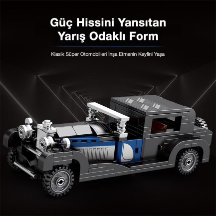 Reobrix Creator 814 Bugatti Type 41 Royale Klasik Araba Yaratıcı Yapı Blok Seti Building Blocks - 249 Parça - Thumbnail