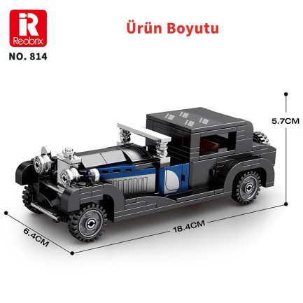 Reobrix Creator 814 Bugatti Type 41 Royale Klasik Araba Yaratıcı Yapı Blok Seti Building Blocks - 249 Parça - Thumbnail