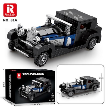 Reobrix Creator 814 Bugatti Type 41 Royale Klasik Araba Yaratıcı Yapı Blok Seti Building Blocks - 249 Parça - Thumbnail