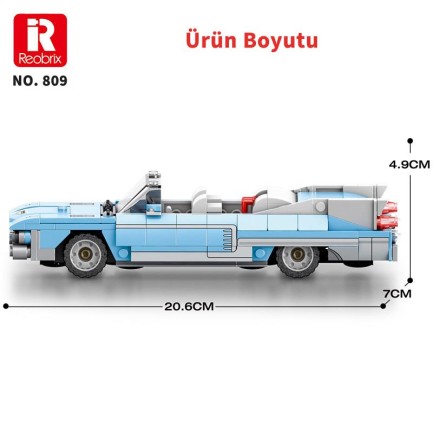 Reobrix Creator 809 Cadillac Eldorado Spor Araba Yaratıcı Yapı Blok Seti Building Blocks - 308 Parça - Thumbnail
