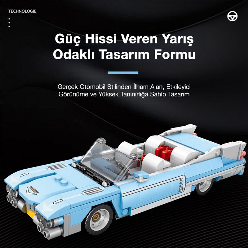 Reobrix Creator 809 Cadillac Eldorado Spor Araba Yaratıcı Yapı Blok Seti Building Blocks - 308 Parça