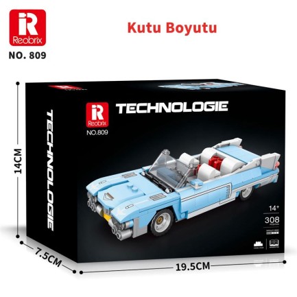 Reobrix Creator 809 Cadillac Eldorado Spor Araba Yaratıcı Yapı Blok Seti Building Blocks - 308 Parça - Thumbnail