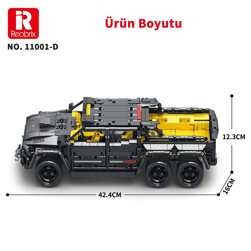 Reobrix Technic 11001-D Mercedes Benz G700 Brabus Araba 6x6 Motor&Kumanda Yaratıcı Yapı Blok Seti Building Block 2162Parça