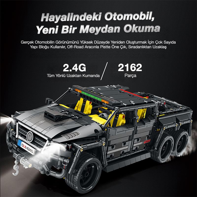 Reobrix Technic 11001-D Mercedes Benz G700 Brabus Araba 6x6 Motor&Kumanda Yaratıcı Yapı Blok Seti Building Block 2162Parça
