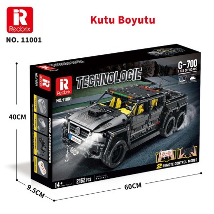Reobrix Technic 11001 Mercedes Benz G700 Brabus 6x6 Yaratıcı Yapı Blok Seti Building Block 2162Parça - Thumbnail