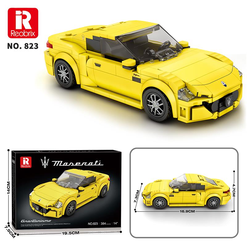 Reobrix Technic 823 1/24 GranTurismo Maserati Sarı Spor Araba Yaratıcı Yapı Blok Seti Building Blocks - 384 Parça