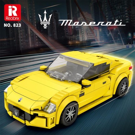 Reobrix Technic 823 1/24 GranTurismo Maserati Sarı Spor Araba Yaratıcı Yapı Blok Seti Building Blocks - 384 Parça - Thumbnail