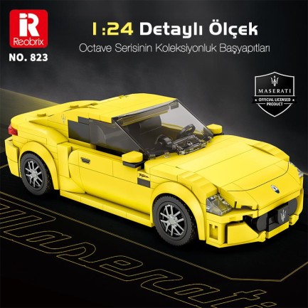 Reobrix Technic 823 1/24 GranTurismo Maserati Sarı Spor Araba Yaratıcı Yapı Blok Seti Building Blocks - 384 Parça - Thumbnail