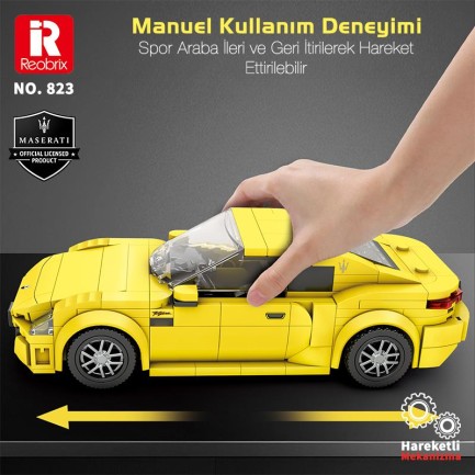 Reobrix Technic 823 1/24 GranTurismo Maserati Sarı Spor Araba Yaratıcı Yapı Blok Seti Building Blocks - 384 Parça - Thumbnail
