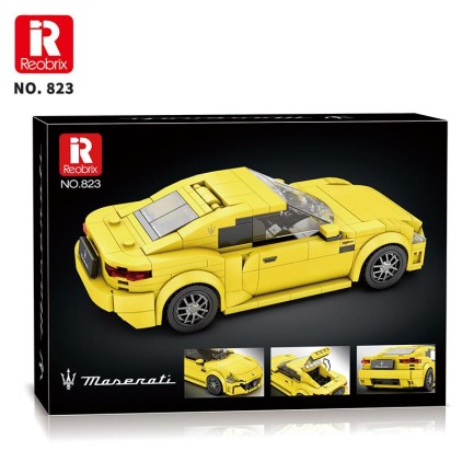 Reobrix Technic 823 1/24 GranTurismo Maserati Sarı Spor Araba Yaratıcı Yapı Blok Seti Building Blocks - 384 Parça - Thumbnail