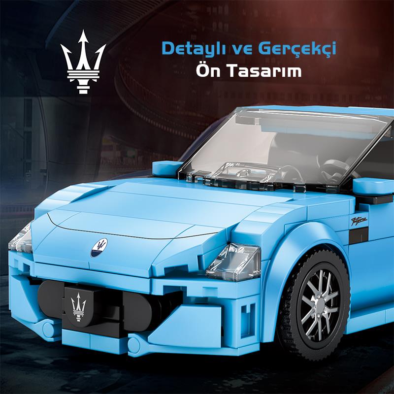 Reobrix Technic 824 1/24 GranTurismo Maserati Mavi Spor Araba Yaratıcı Yapı Blok Seti Building Blocks - 384 Parça