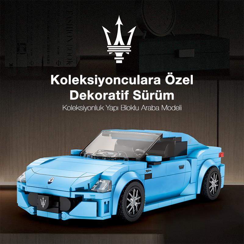 Reobrix Technic 824 1/24 GranTurismo Maserati Mavi Spor Araba Yaratıcı Yapı Blok Seti Building Blocks - 384 Parça