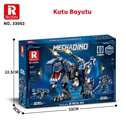 Reobrix Mecha Dino T-REX 33002 Brick Yapım Seti - Thumbnail