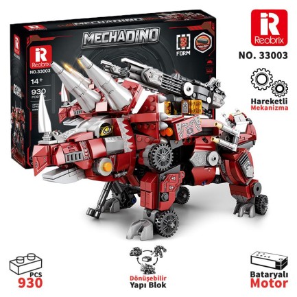 Reobrix - Reobrix Mecha Dino Triceratops 33003 Brick Yapım Seti