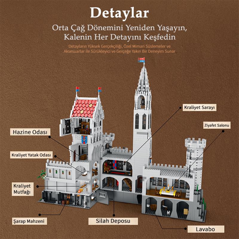 Reobrix 55016 Kral Kalesi Yaratıcı Yapı Blok Seti Building Blocks (King's Castle)- 3999 Parça