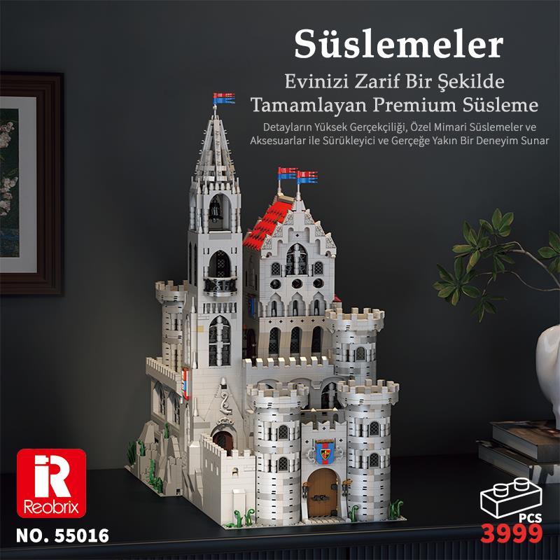 Reobrix 55016 Kral Kalesi Yaratıcı Yapı Blok Seti Building Blocks (King's Castle)- 3999 Parça