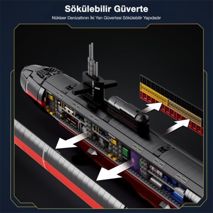 Reobrix Military Nuclear Submarine Los Angeles Class of Submarines 33049 Brick Yapım Seti - Thumbnail