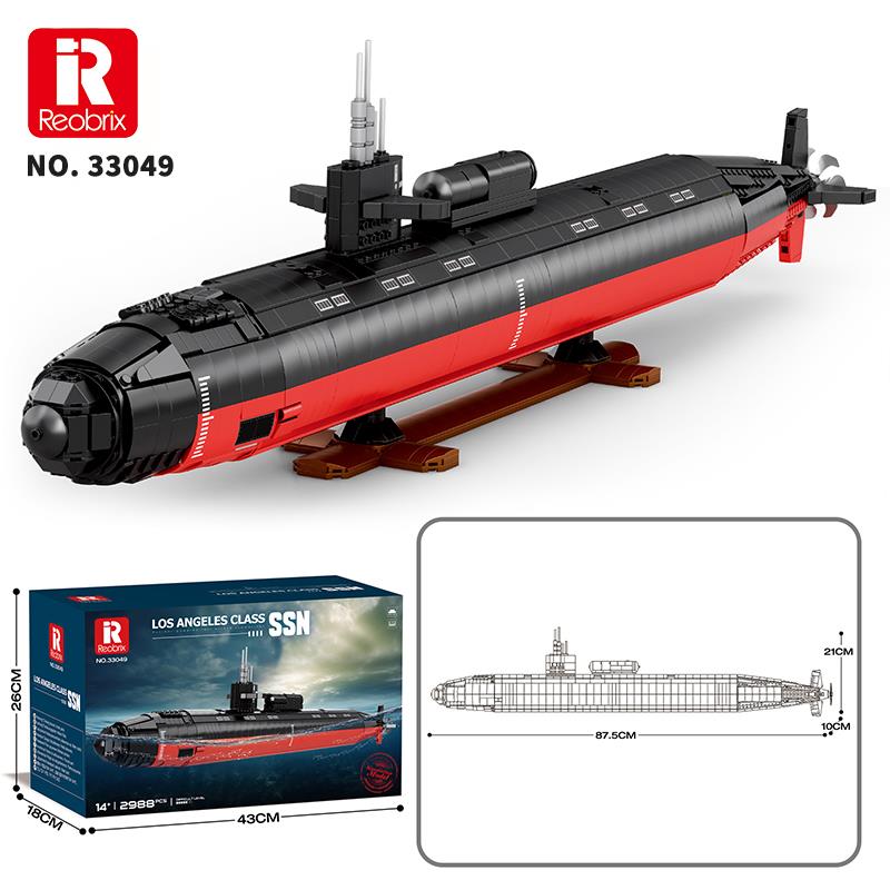 Reobrix 33049 1/125 Nükleer Denizaltı Los Angeles Class Yaratıcı Yapı Blok Seti Building Blocks - 2750 Parça