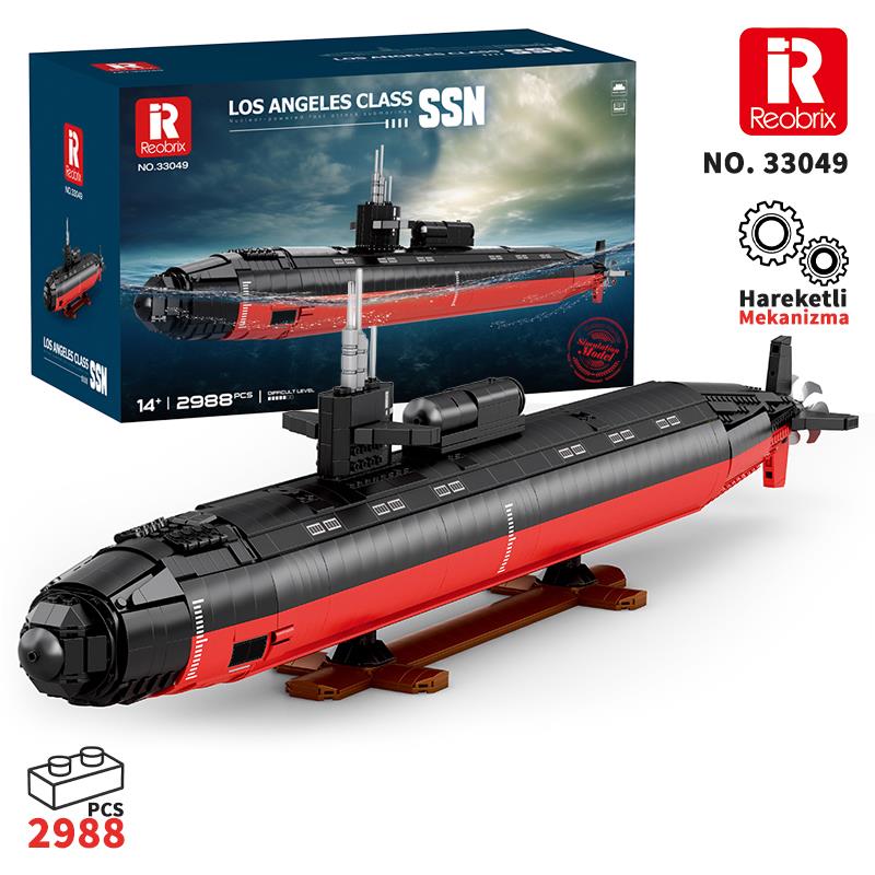 Reobrix 33049 1/125 Nükleer Denizaltı Los Angeles Class Yaratıcı Yapı Blok Seti Building Blocks - 2750 Parça