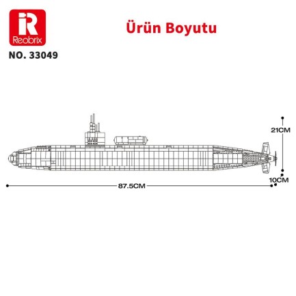 Reobrix 33049 1/125 Nükleer Denizaltı Los Angeles Class Yaratıcı Yapı Blok Seti Building Blocks - 2750 Parça - Thumbnail