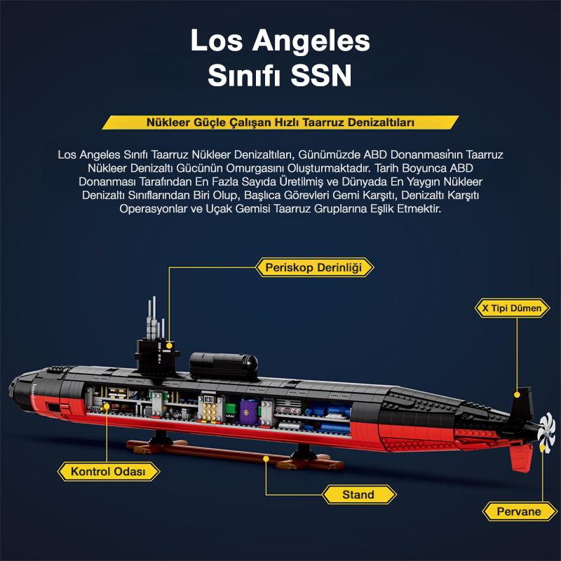 Reobrix 33049 1/125 Nükleer Denizaltı Los Angeles Class Yaratıcı Yapı Blok Seti Building Blocks - 2750 Parça