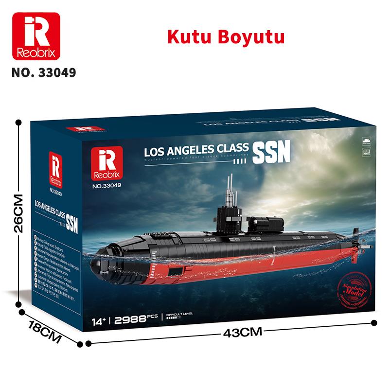 Reobrix 33049 1/125 Nükleer Denizaltı Los Angeles Class Yaratıcı Yapı Blok Seti Building Blocks - 2750 Parça