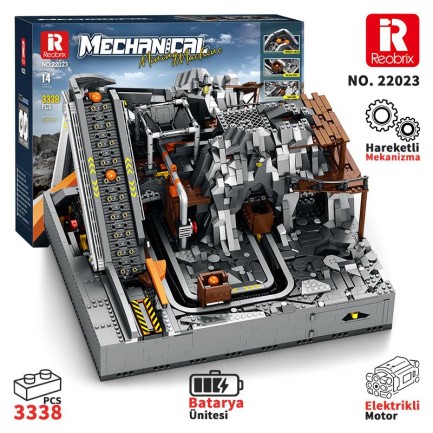 Reobrix - Reobrix Technic 22023 Maden Makinesi Kumanda&Motorlu Yaratıcı Yapı Blok Seti Building Blocks (Mining Machinery)-3338Parça