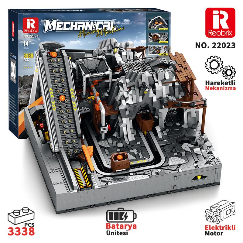 Reobrix Technic 22023 Maden Makinesi Kumanda&Motorlu Yaratıcı Yapı Blok Seti Building Blocks (Mining Machinery)-3338Parça