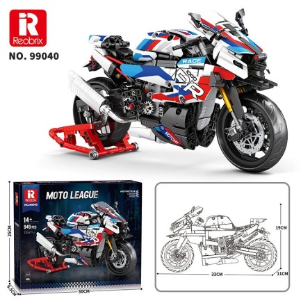 Reobrix Technic 99040 Moto League BMW S1000 RR Motosiklet Yaratıcı Yapı Blok Seti Building Blocks - 949 Parça - Thumbnail
