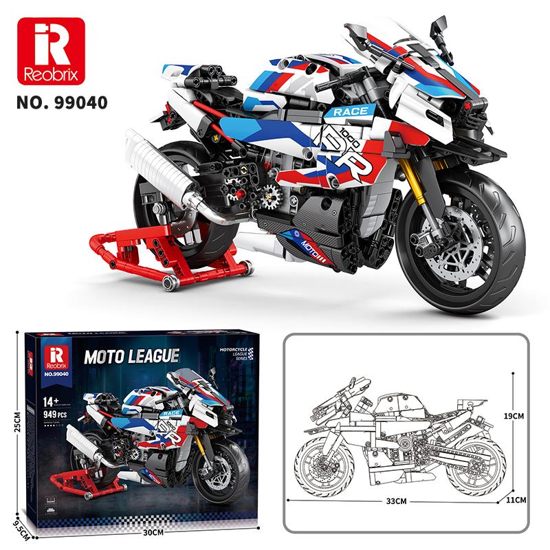 Reobrix Technic 99040 Moto League BMW S1000 RR Motosiklet Yaratıcı Yapı Blok Seti Building Blocks - 949 Parça