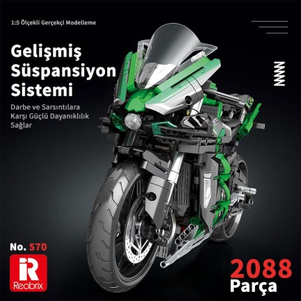 Reobrix Motorcycle Ninja H2 SX SE 570 Brick Yapım Seti - Thumbnail